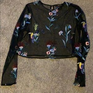 Sheer Long Sleeve Crop Top x Forever 21